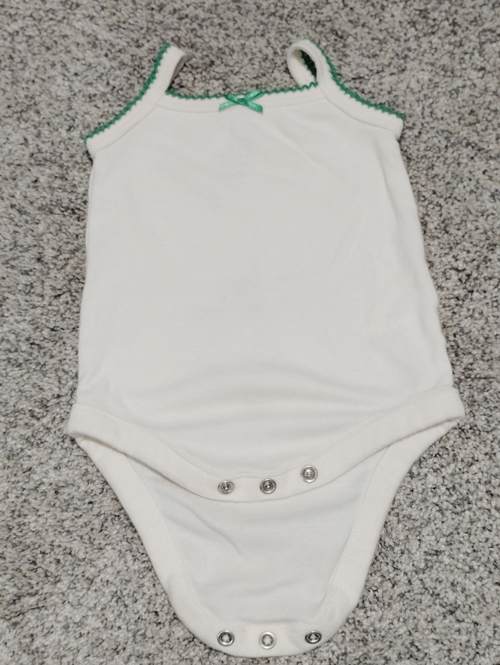 GAP White Baby One-Piece Bodysuit with Green Trim